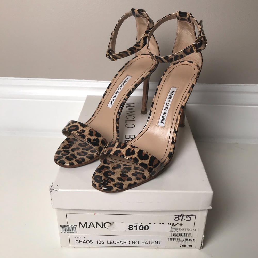 SOLD Manolo Blahnik Chaos Leopard Patent Sandal